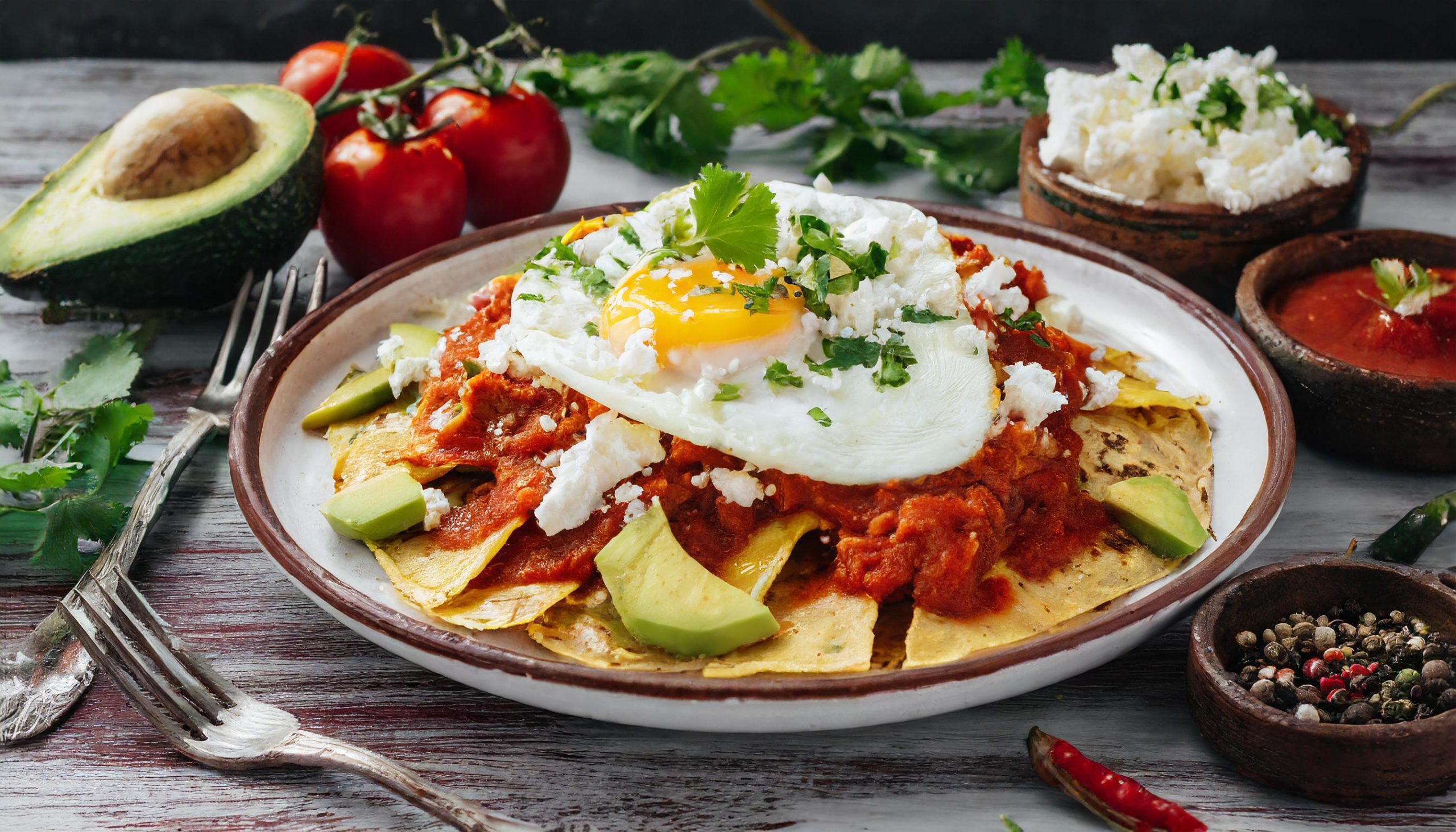 Chilaquiles with homemade tomato sauce