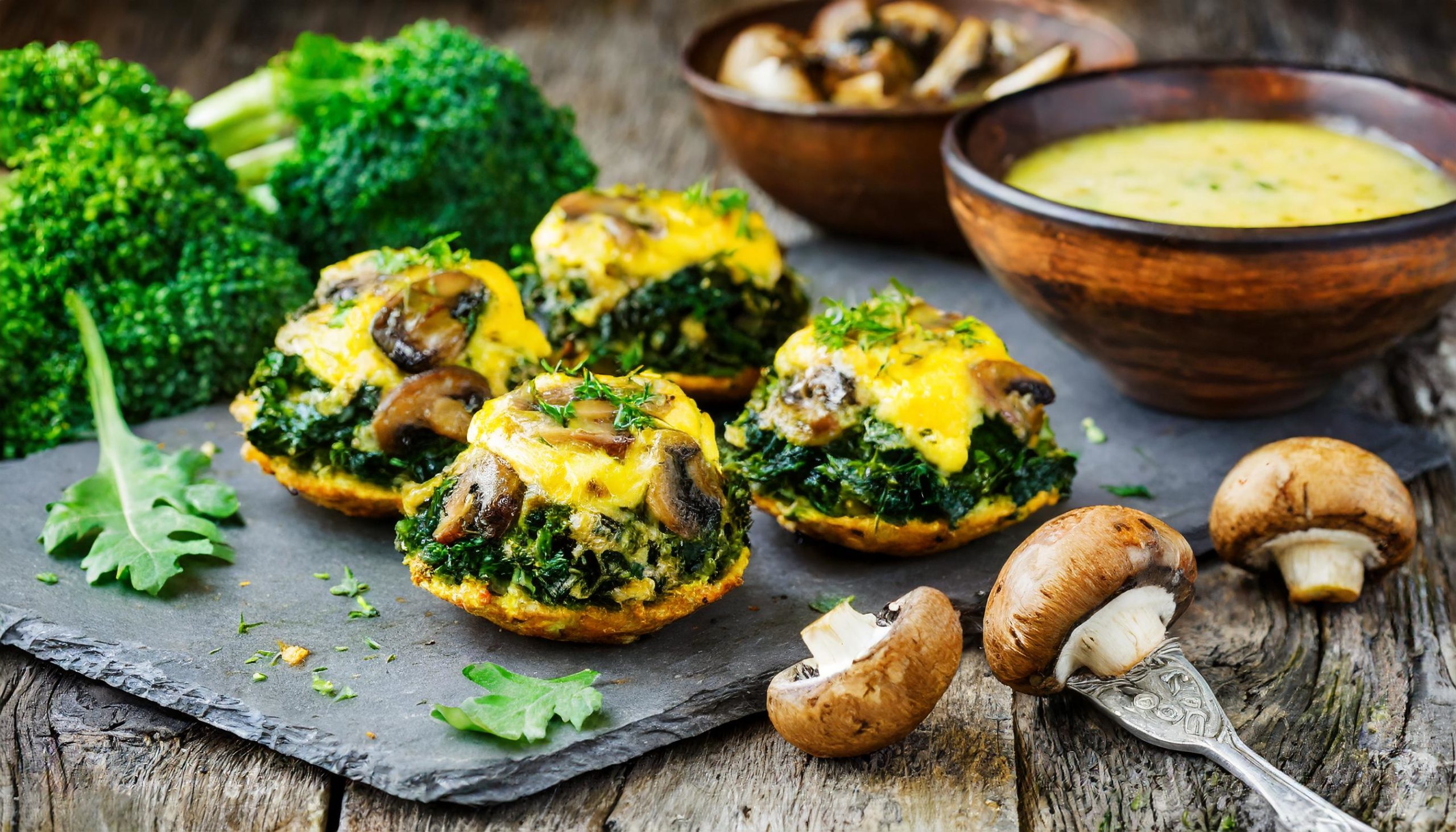 Kale and mushroom egg bites