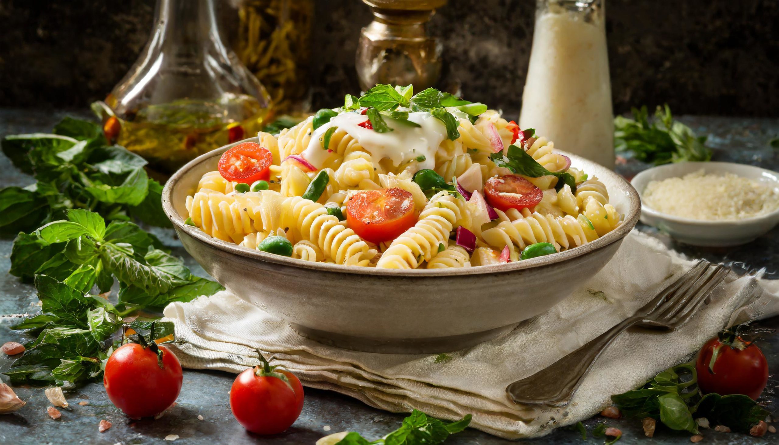 Pasta salad with homemade dressing