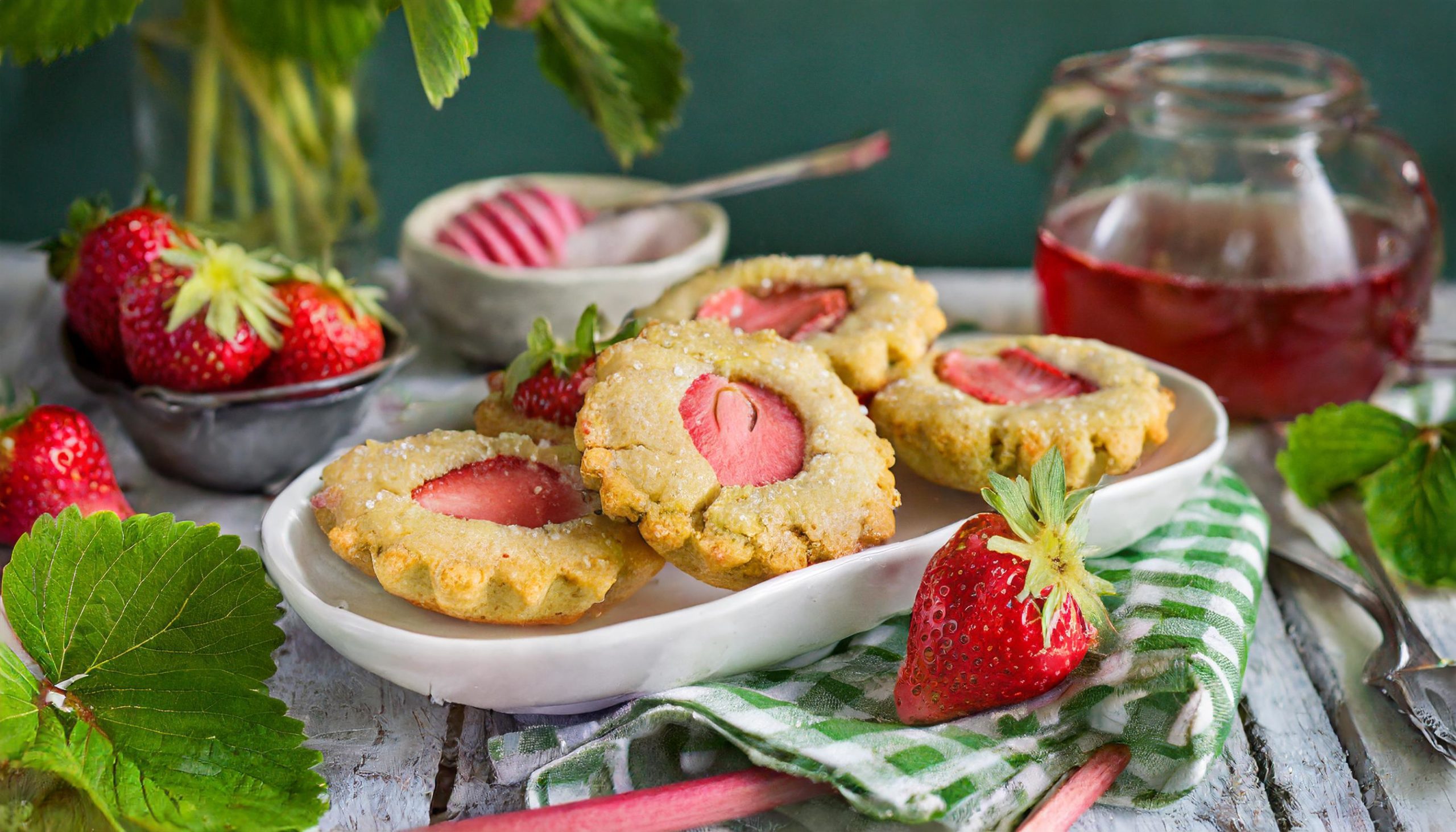 Strawberry rhubarb drop biscuits
