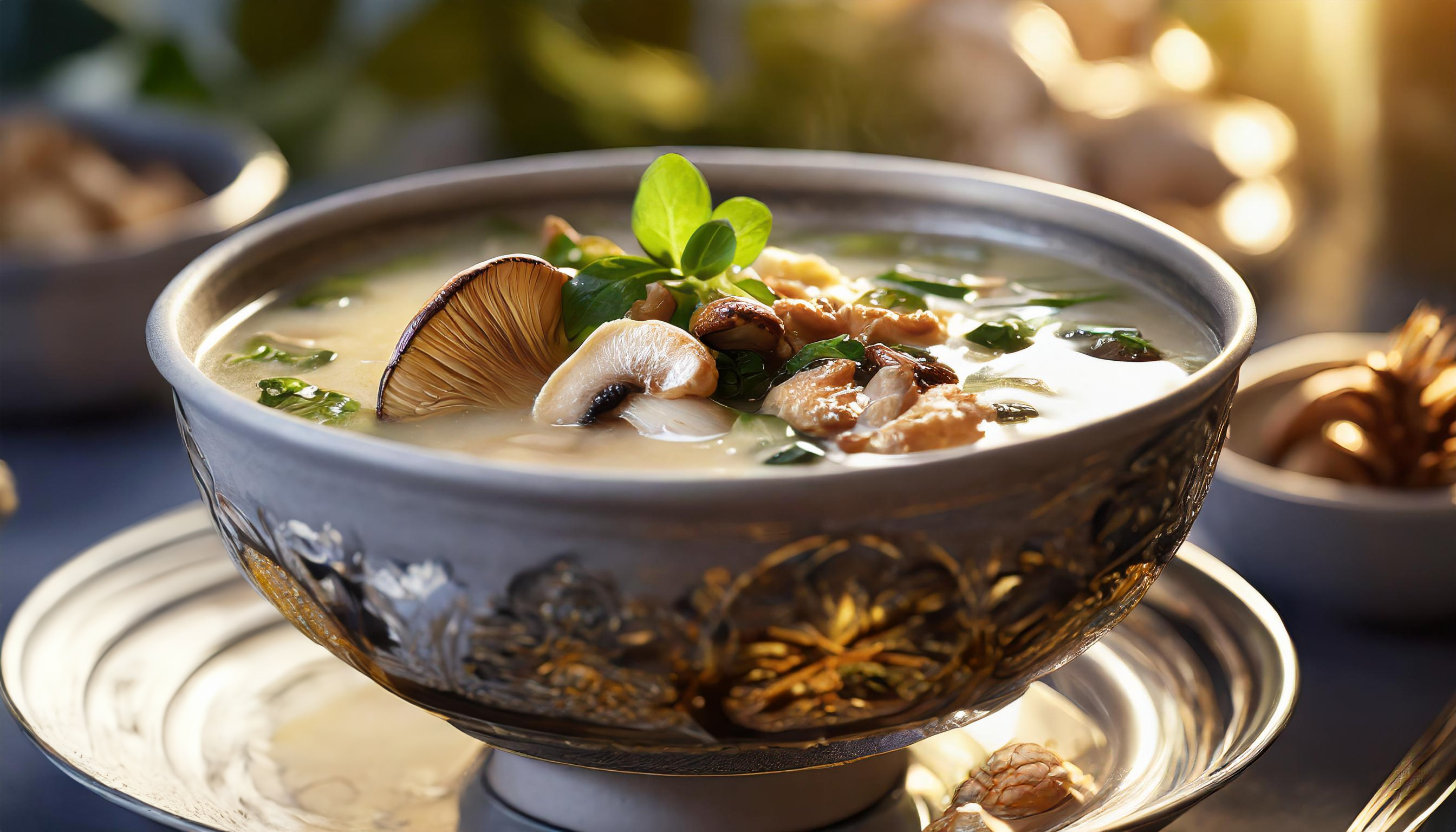 Chicken soup with ginger and shiitake mushrooms